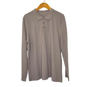 New Vustra Long Sleeve Cotton Polo Shirt brown‎ Size XL